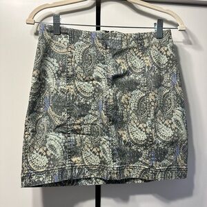Free People Paisley Mini Skirt in Blue and Cream